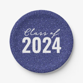Custom Class Year Navy Blue Glitter Papieren Bordje