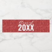 Custom Class Year Red Glitter Waterfles Etiket (Enkel label)