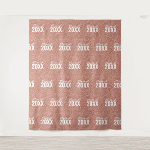 Custom Class Year Roos Gold Glitter Foto Achtergro Wandkleed
