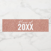 Custom Class Year Roos Gold Glitter Waterfles Etiket (Enkel label)