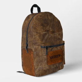 Custom Classic bruin leder afbeelding Rustiek cade Bedrukte Rugzak
