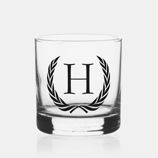 Custom Classic  Chic Zwart Monogram Whisky Glas (Voorkant)