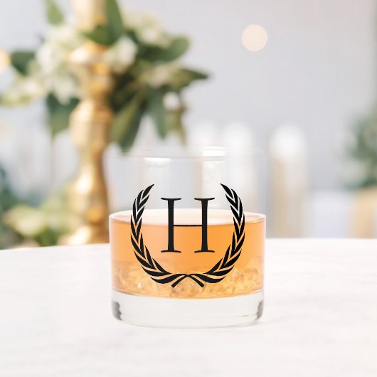 Custom Classic  Chic Zwart Monogram Whisky Glas (Insitu (Huwelijk))