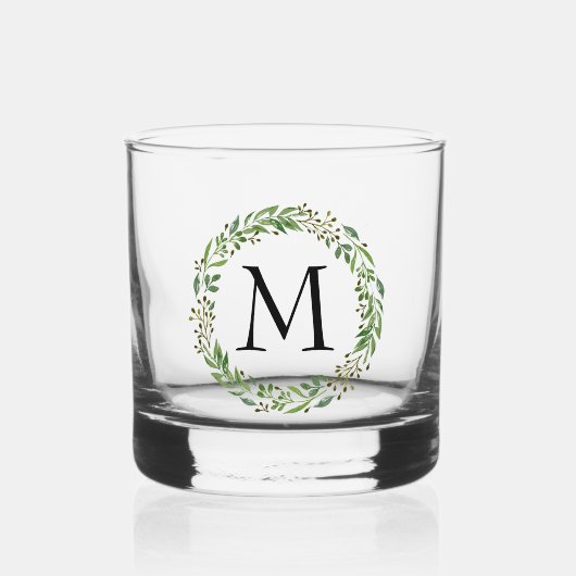 Custom Classic  Chic Zwart Monogram Whisky Glas (Voorkant)
