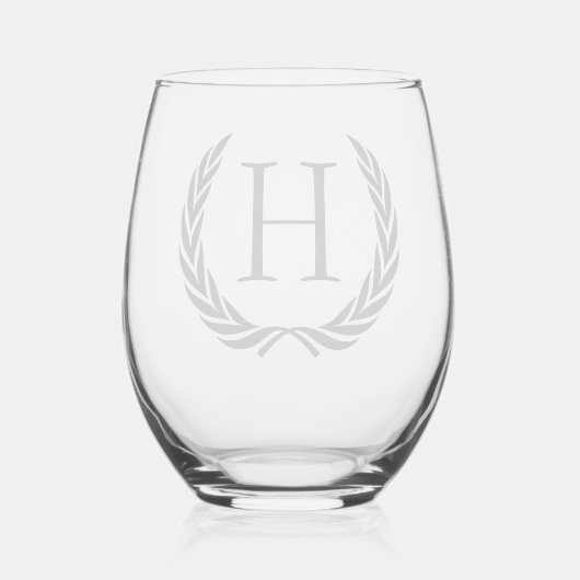 Custom Classic Chic Zwart Monogram Wijnglas Zonder Voet (Achterkant)