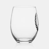 Custom Classic Chic Zwart Monogram Wijnglas Zonder Voet (Rechts)