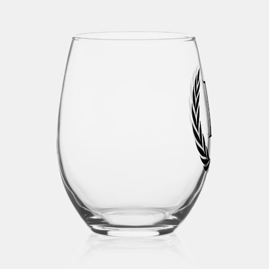 Custom Classic  Chic Zwart Monogram Wijnglas Zonder Voet (Rechts)