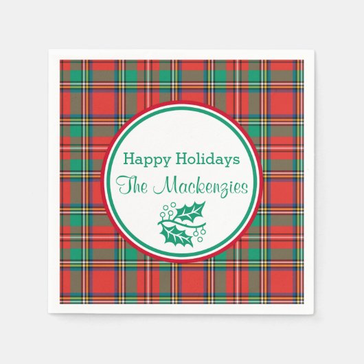 Custom Classic Christmas Plaid Servetten (Voorkant)
