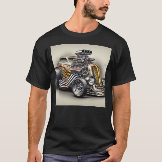 Custom Classic Dragster auto T-shirt (Voorkant)