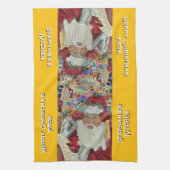 Custom Classic Santa Keuken Handdoeken Kerst Goud (Verticaal)