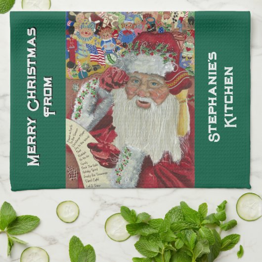 Custom Classic Santa Keuken Handdoeken Kerstmis 20 (Gevouwen)