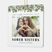 Custom Classic Sober Sisters Besties Kerstmis Keramisch Ornament (Links)