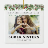 Custom Classic Sober Sisters Besties Kerstmis Keramisch Ornament (Achterkant)