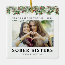 Custom Classic Sober Sisters Besties Kerstmis