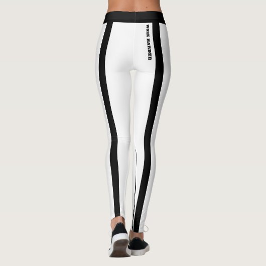 Custom Classic Wit & Zwart Strepen Leggings (Achterkant)