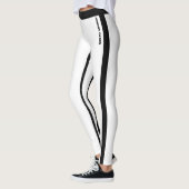 Custom Classic Wit & Zwart Strepen Leggings (Links)