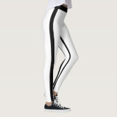 Custom Classic Wit & Zwart Strepen Leggings (Rechts)