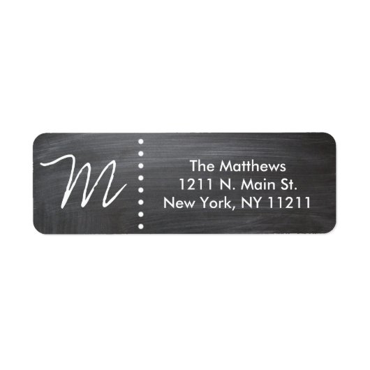 Custom Classic Zwart & Wit krijtbord Monogram Etiket (Voorkant)
