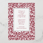Custom Classy Damask Pattern Gold Folie Feestdagenkaart (Achterkant)