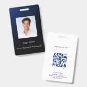 Custom Classy Modern Blue Gradient Employee Photo Badge (Voor- en achterkant)