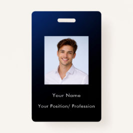 Custom Classy Modern Blue Gradient Employee Photo Badge