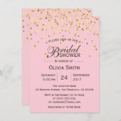 Custom Classy Pink Gold Bruids Douche Uitnodiginge Kaart (Voorkant / Achterkant)