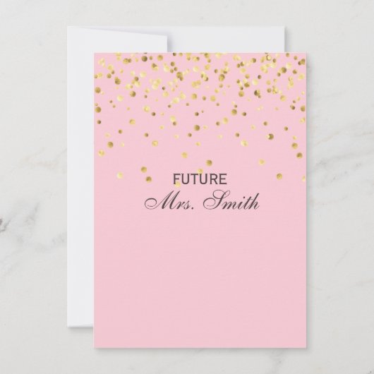 Custom Classy Pink Gold Bruids Douche Uitnodiginge Kaart (Achterkant)