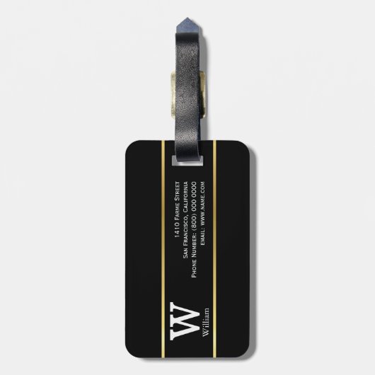 Custom Classy Travel Zwart Bagagelabel (Achterkant verticaal)