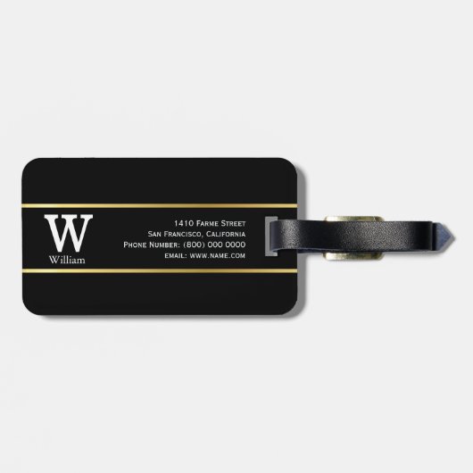 Custom Classy Travel Zwart Bagagelabel (Achterkant horizontaal)