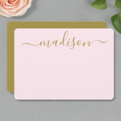 Custom Clean Blush Roze & Goud Typografie Naam Notitiekaartje