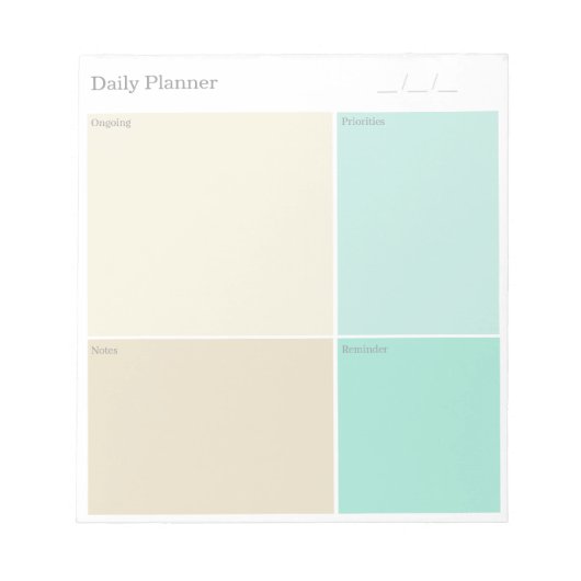 Custom Clean Minimalist Beige Grey Aqua Blue Daily Notitieblok (Voorkant)