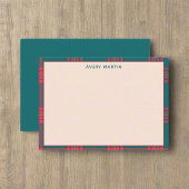 Custom Clean Naam Gingham Patroon Classy Monogram Notitiekaartje