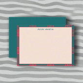 Custom Clean Naam Gingham Patroon Classy Monogram Notitiekaartje