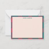 Custom Clean Naam Gingham Patroon Classy Monogram Notitiekaartje (Voorkant)