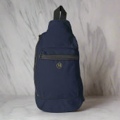 Custom Clean Navy Blauw Goud Initiaal Monogram Sling Bag