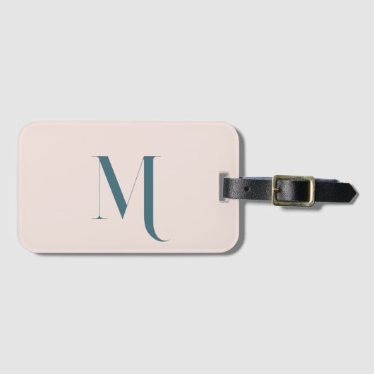 Custom Clean Stijlvolle Initiaal Monogram Blush Ro Bagagelabel (Voorkant (horizontaal))