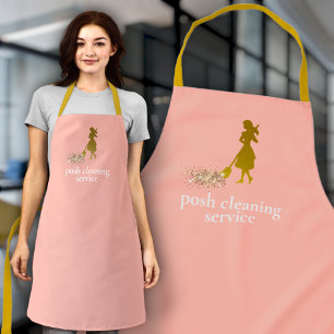 Custom Cleaning Service Co. Naam Pink & Gold Perso Schort
