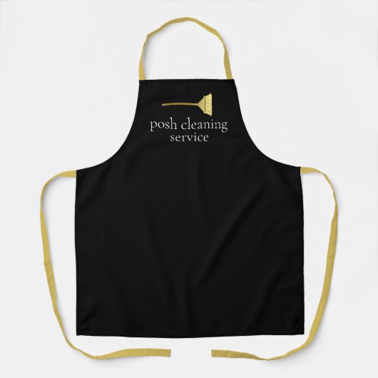 Custom Cleaning Service Co Name Black & Gold Staff Schort (Voorkant)