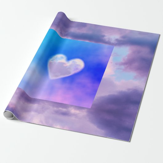 CUSTOM CLOUD HART wrapping papier (Uitgerold)