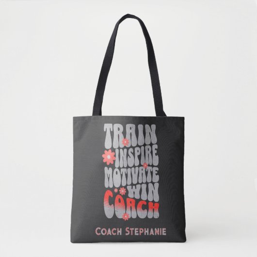 Custom Coach Train Inspire Motivate Win Tote Bag (Voorkant)