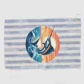 Custom Coastal/nautical/beach marlin sunset Golfhanddoek (Horizontaal)
