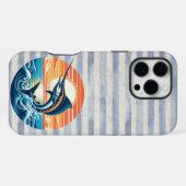 Custom Coastal/nautical/beach marlin sunset iPhone Hoesje (Achterkant horizontaal)
