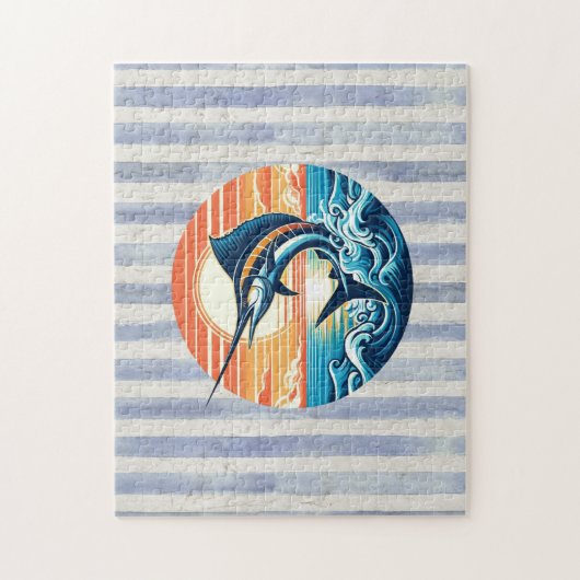 Custom Coastal/nautical/beach marlin sunset Legpuzzel (Verticaal)