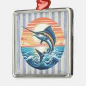 Custom Coastal/nautical/beach marlin sunset Metalen Ornament (Links)