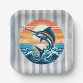 Custom Coastal/nautical/beach marlin sunset Papieren Bordje (Voorkant)