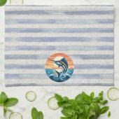 Custom Coastal/nautical/beach marlin sunset Theedoek (Gevouwen)