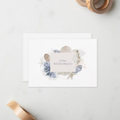 Custom Coastal Watercolor Coral Seashells  Notitiekaartje (Voorkant / Achterkant in situ)