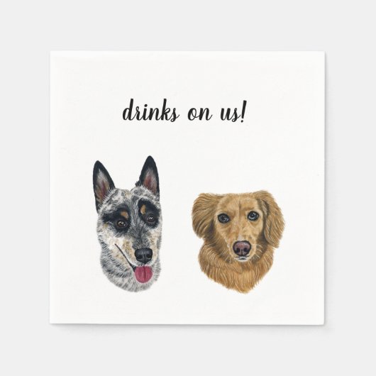 Custom Cocktail Napkin- Honden Servet (Voorkant)