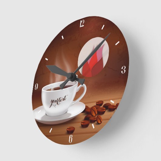 Custom Coffee Clock Cafe Wall Art Personalized Ronde Klok (Hoek)