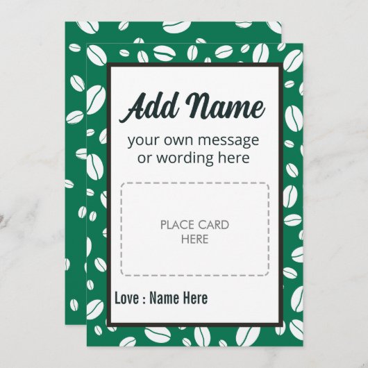 CUSTOM Coffee Gift Kaart Holder (Voorkant / Achterkant)